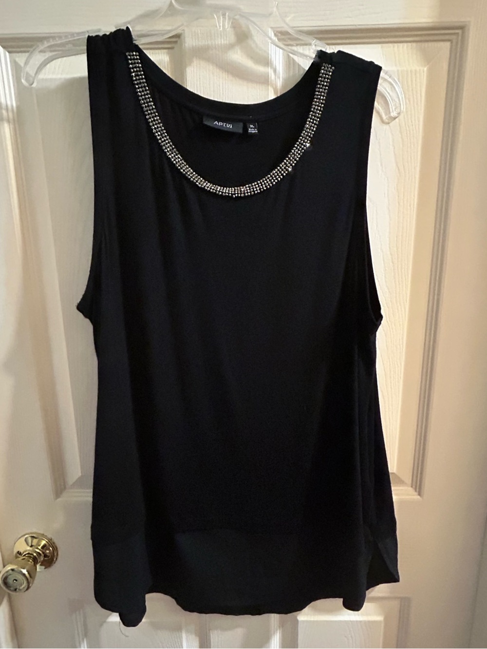 Apt. 9 Black Sleeveless Embellished Necklace Tank